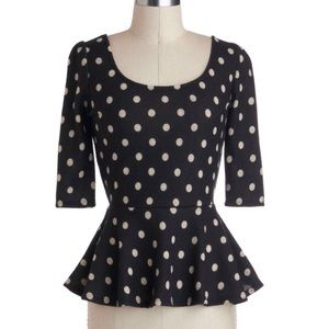 Polkadot peplum blouse ModCloth